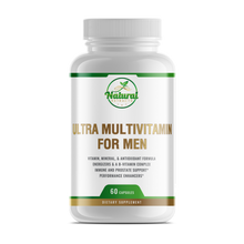 Natural Extracts Ultra Multivitamin for Men, 60 capsules, white bottle with green and gold label, front view.