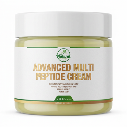Front view of Natural Advanced Multi Peptide Cream in a 2 fl oz jar with a white lid and label.
