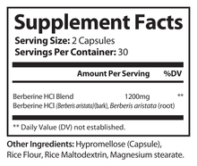 Supplement Facts panel for Golden Balance Berberine Formula (ROC2251)