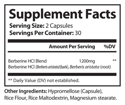 Supplement Facts panel for Golden Balance Berberine Formula (ROC2251)