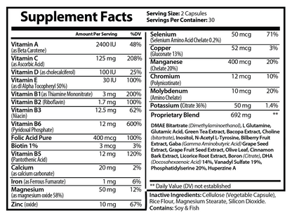 Supplement Facts panel for Natural Extract Neuro Brain and Focus (ROC812)