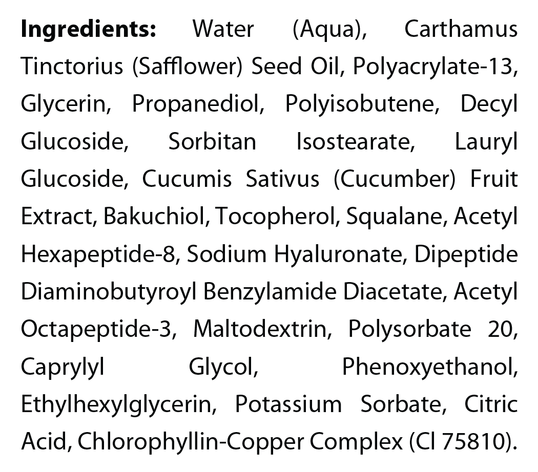 Ingredients panel for Natural Extract Fresh Firm Cucumber Eye Cream (ROC982)