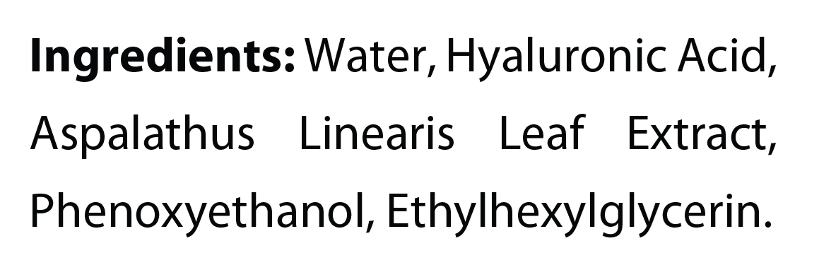 Ingredients panel for Natural Extract Pure Red Tea Moisturizing (ROC983)