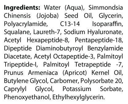Ingredients panel for Natural Extracts Advanced Multi Peptide Cream (ROC986)