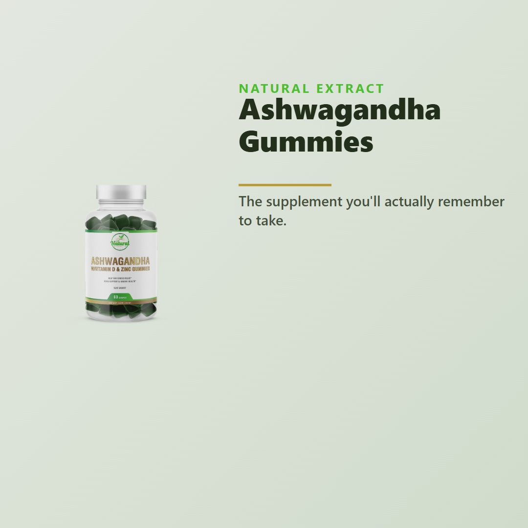 Natural Extract Ashwagandha Gummies product video - 30 to 1 root extract berry pomegranate