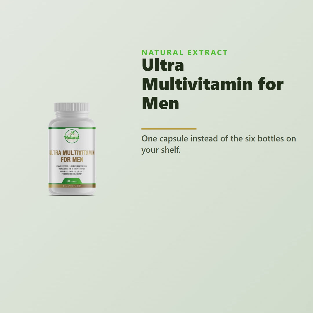Natural Extract Ultra Multivitamin for Men product video - one-capsule daily multivitamin